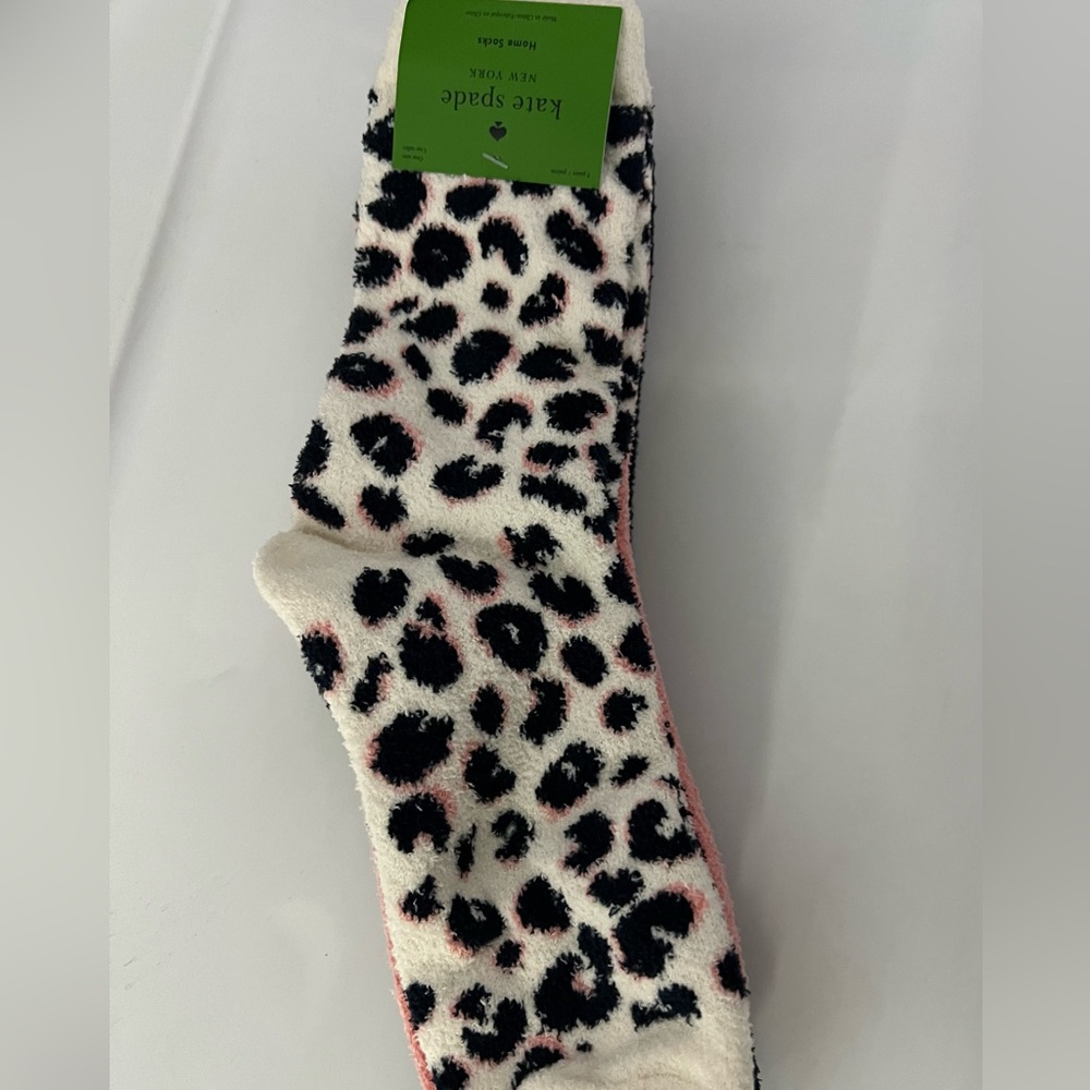 Kate Spade New York Cozy Fuzzy Leopard Print Home Crew 3 Pair